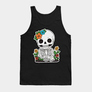 Cute floral kawaii skeleton No.3 Tank Top